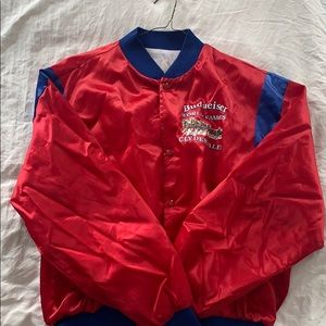 Vintage Budweiser Satin Clydesdale bomber jacket.